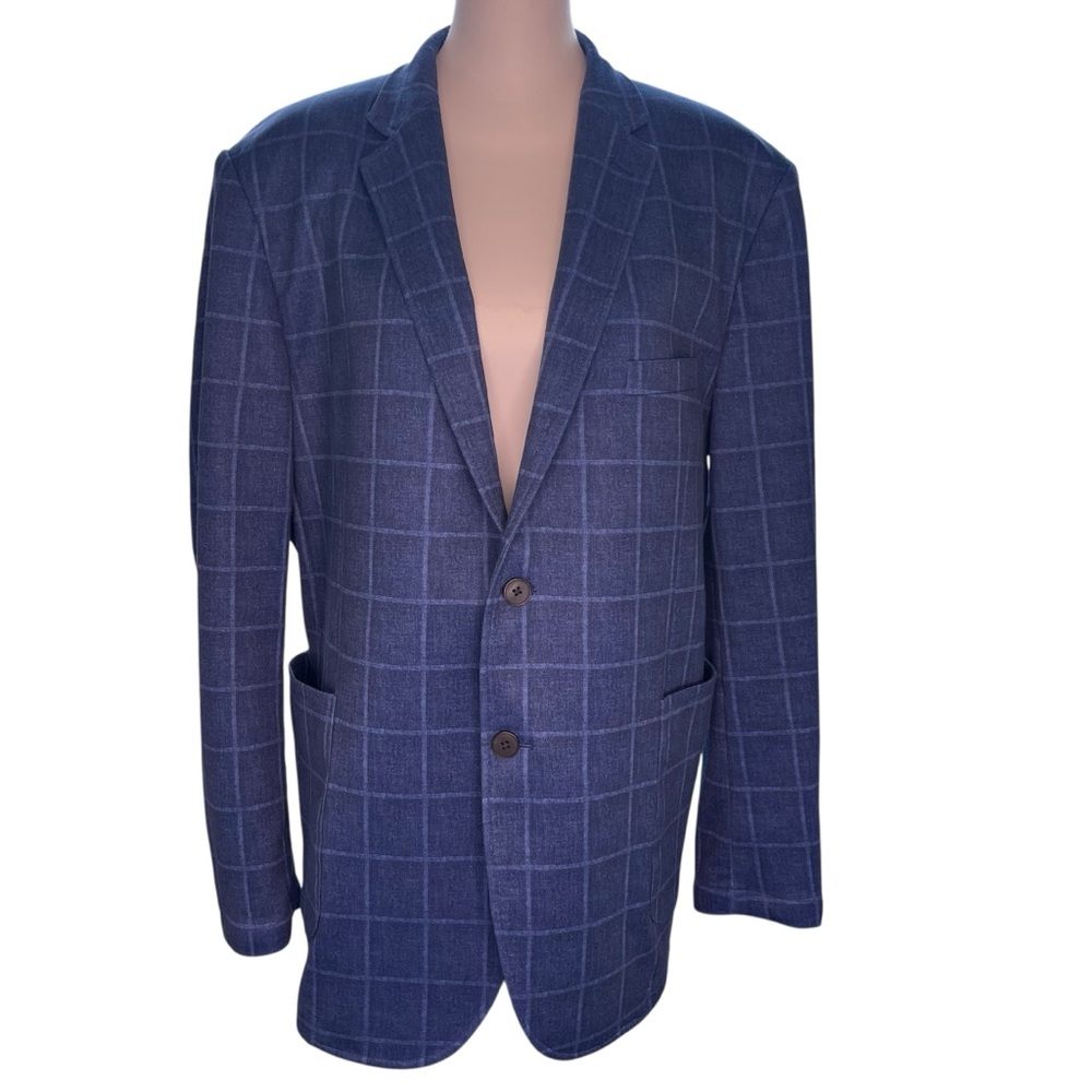 Johnston & Murphy Navy Windowpane Blazer